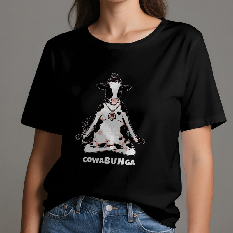 T-shirt Olivenorma « Cowabunga » Yoga Cow