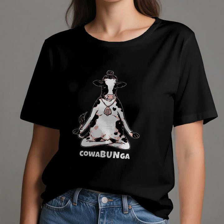 T-shirt Olivenorma « Cowabunga » Yoga Cow