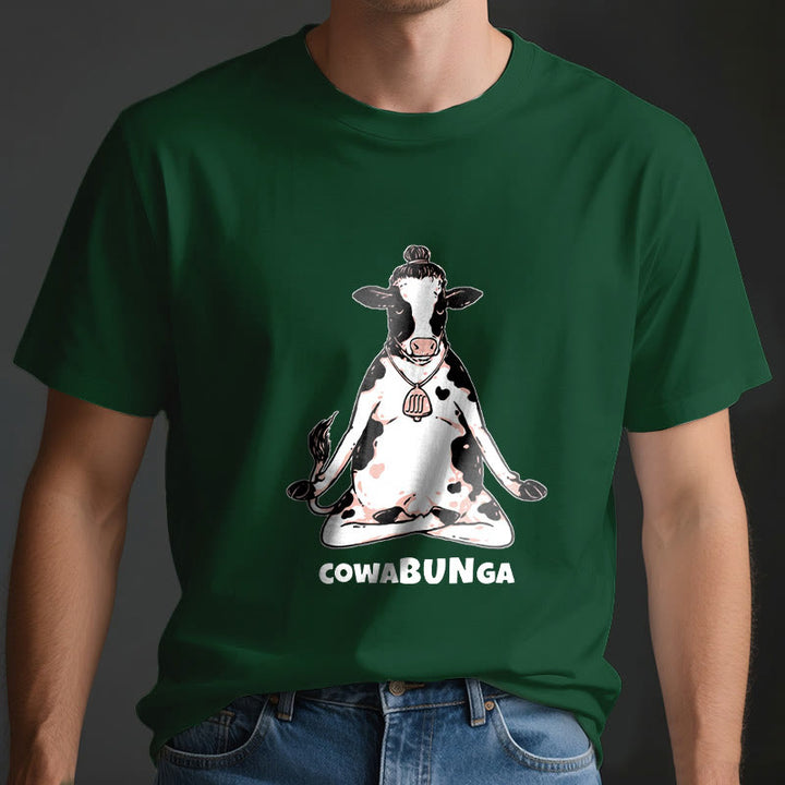 T-shirt Olivenorma « Cowabunga » Yoga Cow