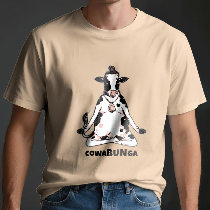 T-shirt Olivenorma « Cowabunga » Yoga Cow