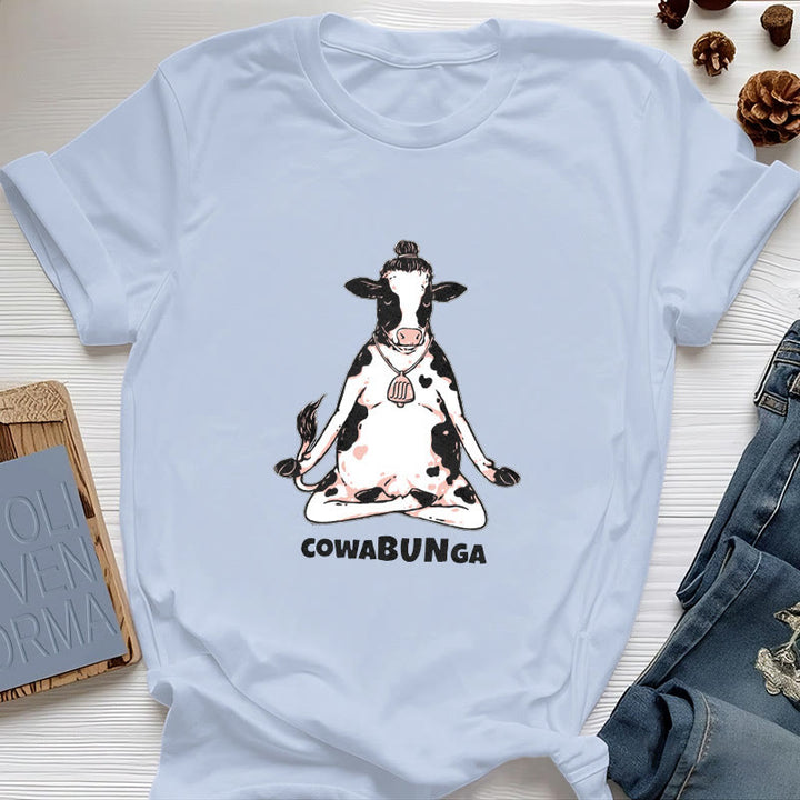 T-shirt Olivenorma « Cowabunga » Yoga Cow