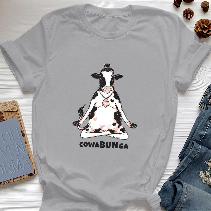 T-shirt Olivenorma « Cowabunga » Yoga Cow