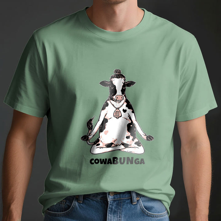 T-shirt Olivenorma « Cowabunga » Yoga Cow