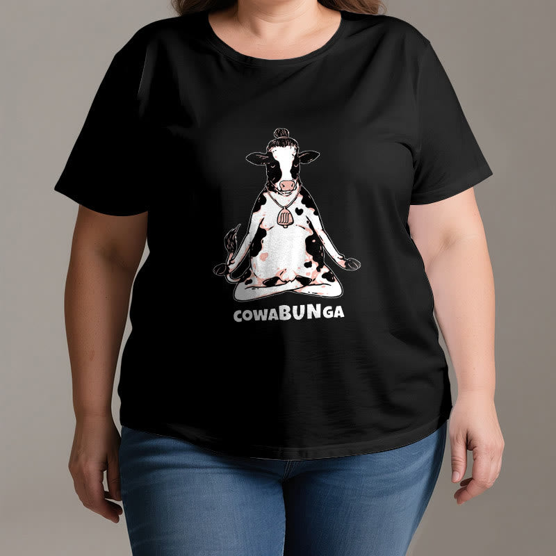 T-shirt Olivenorma « Cowabunga » Yoga Cow