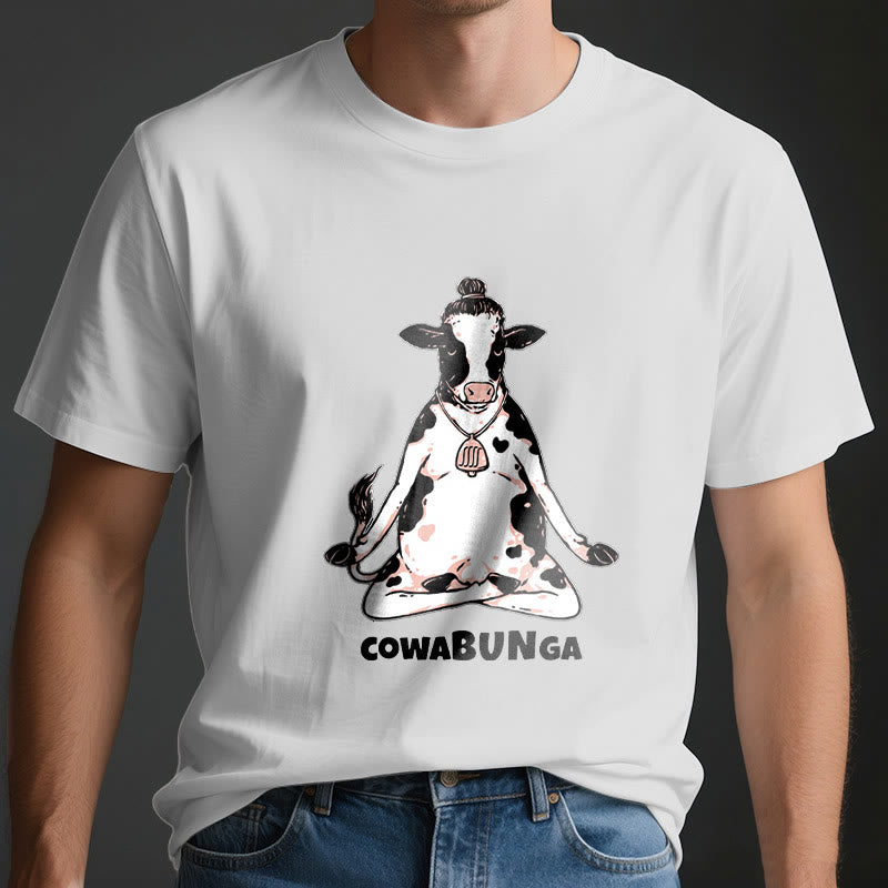 T-shirt Olivenorma « Cowabunga » Yoga Cow
