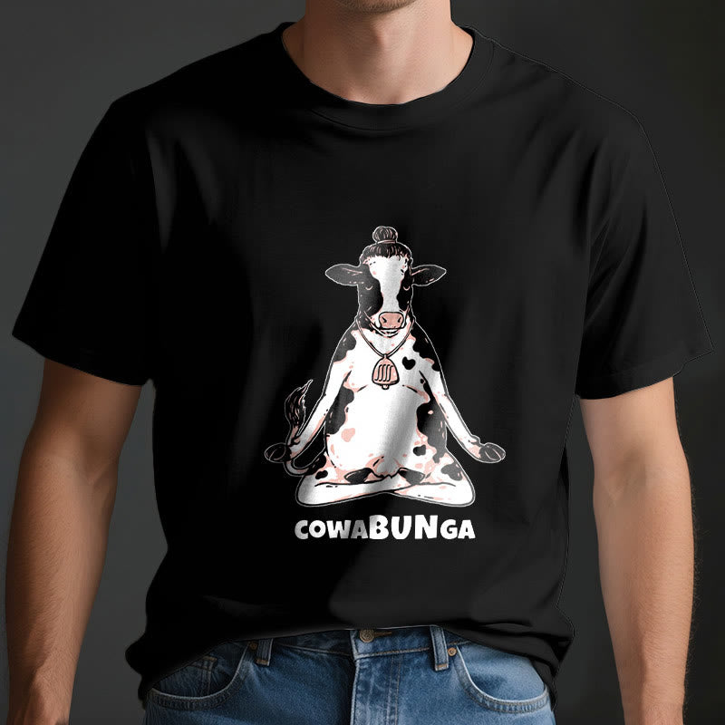 T-shirt Olivenorma « Cowabunga » Yoga Cow