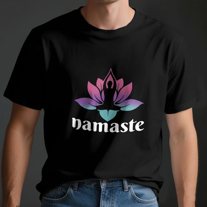 T-shirt en coton Olivenorma Namaste Lotus Mindful