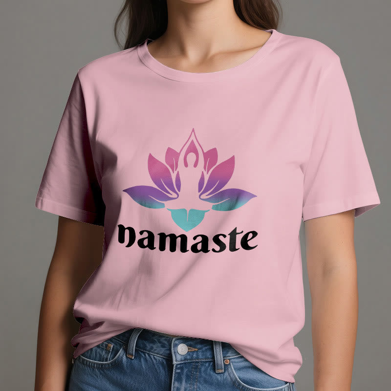 T-shirt en coton Olivenorma Namaste Lotus Mindful