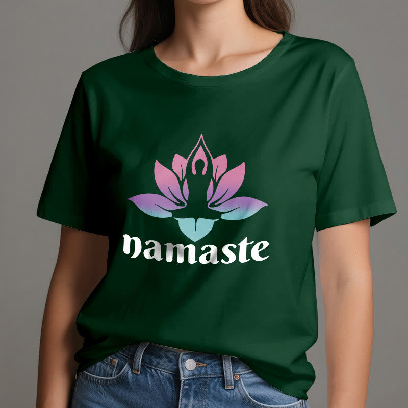 T-shirt en coton Olivenorma Namaste Lotus Mindful