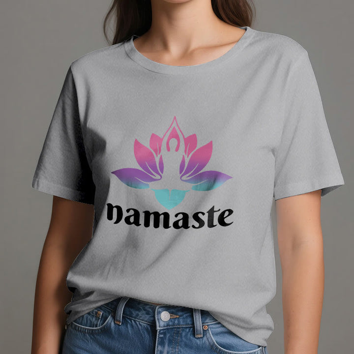 T-shirt en coton Olivenorma Namaste Lotus Mindful