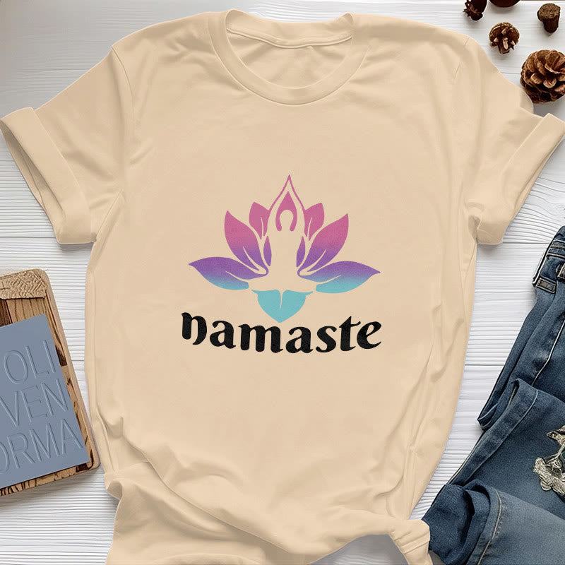 T-shirt en coton Olivenorma Namaste Lotus Mindful
