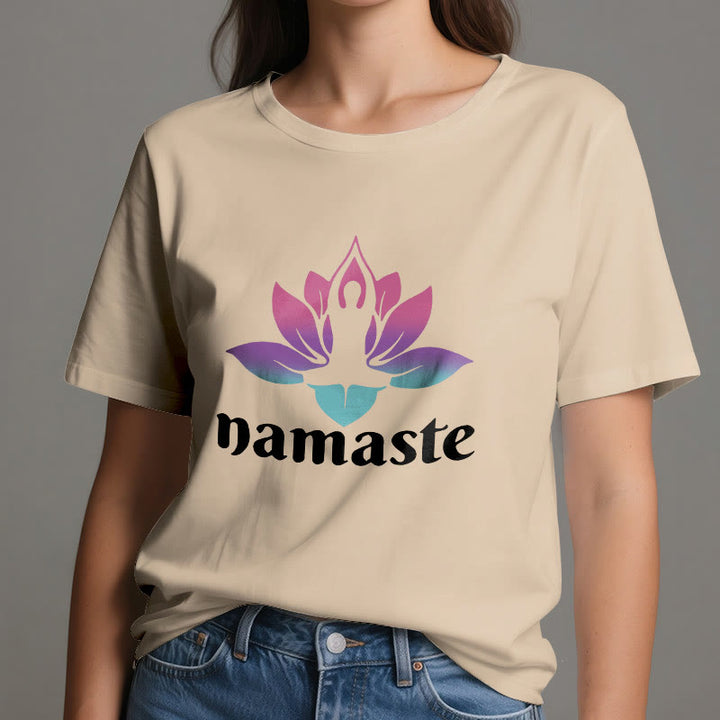 T-shirt en coton Olivenorma Namaste Lotus Mindful