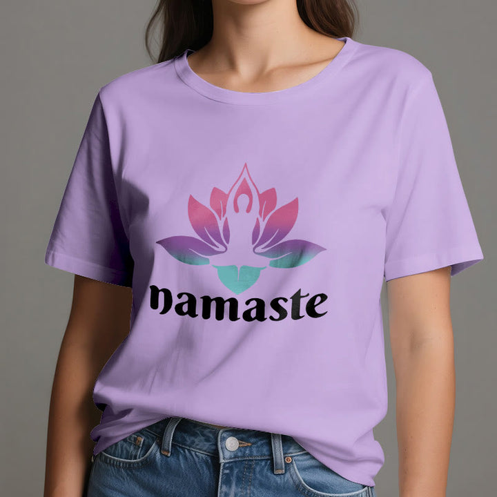 T-shirt en coton Olivenorma Namaste Lotus Mindful