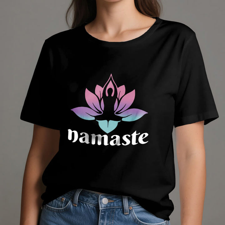 T-shirt en coton Olivenorma Namaste Lotus Mindful