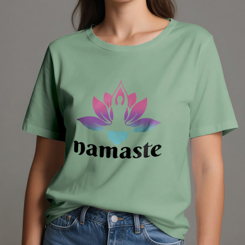 T-shirt en coton Olivenorma Namaste Lotus Mindful