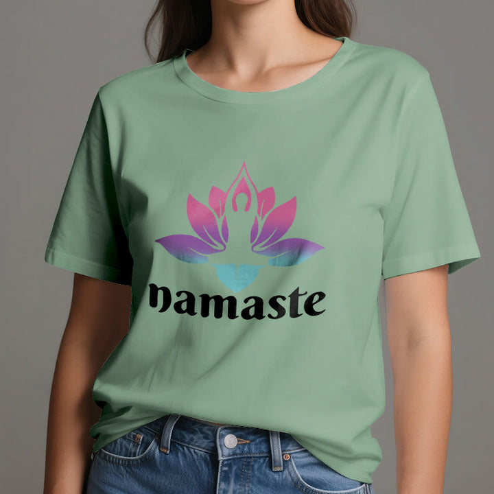 T-shirt en coton Olivenorma Namaste Lotus Mindful