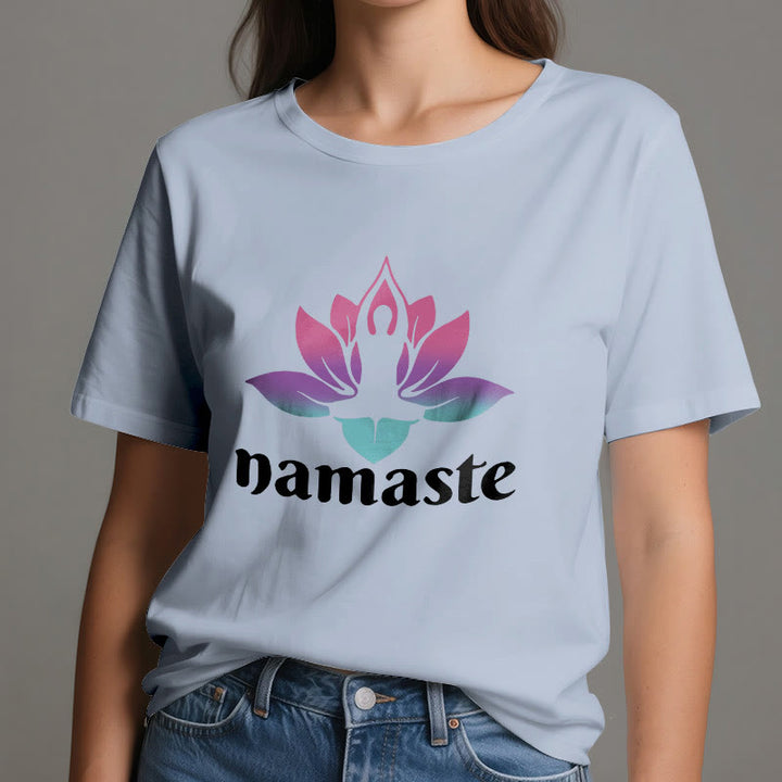 T-shirt en coton Olivenorma Namaste Lotus Mindful