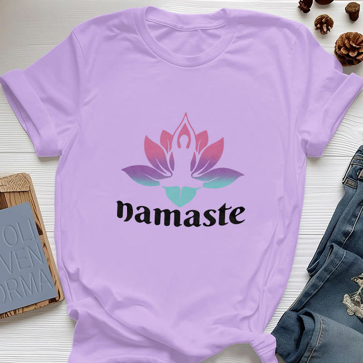 T-shirt en coton Olivenorma Namaste Lotus Mindful
