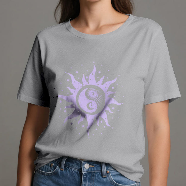 T-shirt confortable en coton Olivenorma Yin Yang Lune Soleil