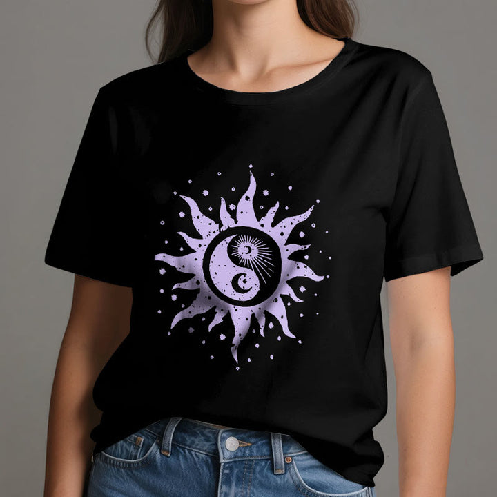 T-shirt confortable en coton Olivenorma Yin Yang Lune Soleil