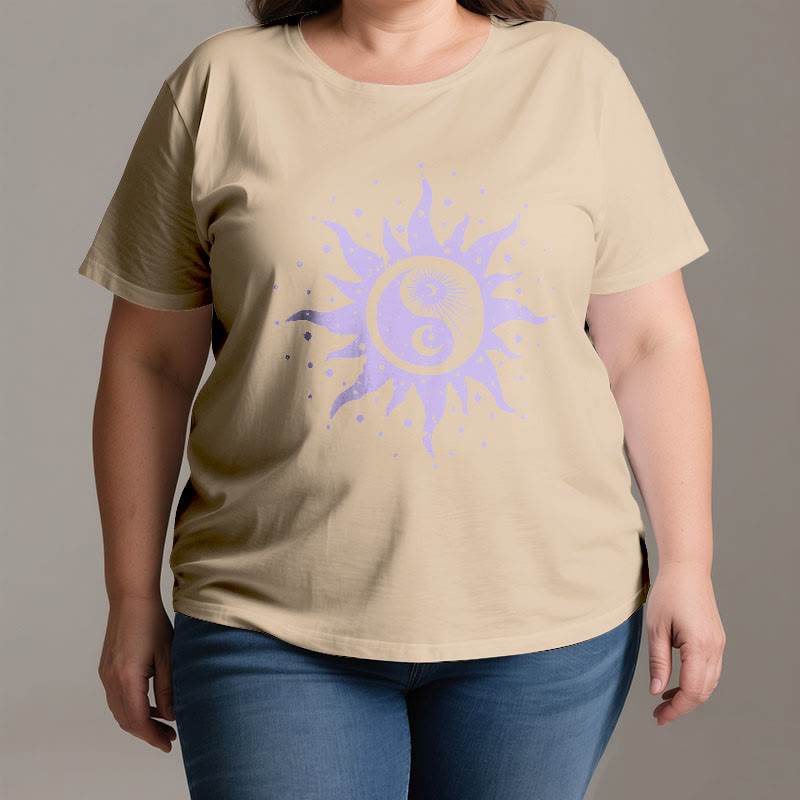 T-shirt confortable en coton Olivenorma Yin Yang Lune Soleil
