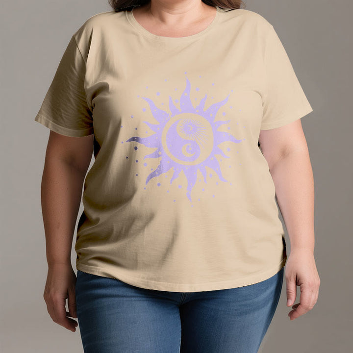 T-shirt confortable en coton Olivenorma Yin Yang Lune Soleil