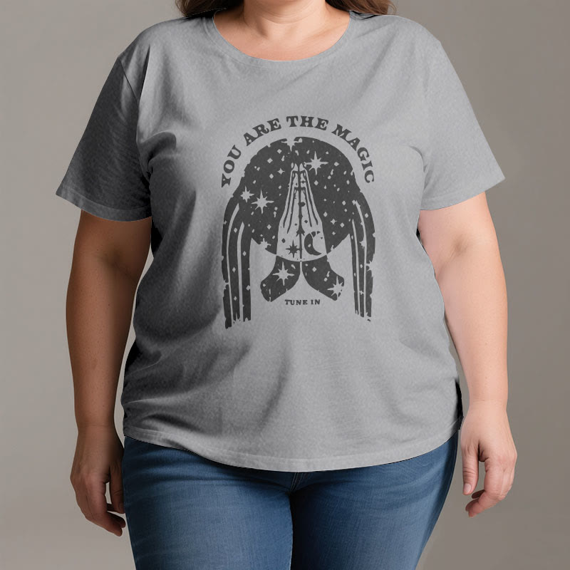 T-shirt de yoga boxy Olivenorma « Tune in You Are The Mageic »