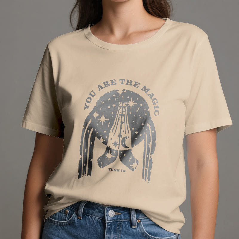 T-shirt de yoga boxy Olivenorma « Tune in You Are The Mageic »