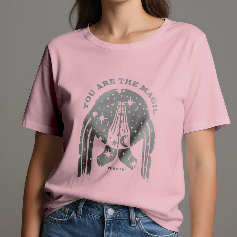 T-shirt de yoga boxy Olivenorma « Tune in You Are The Mageic »