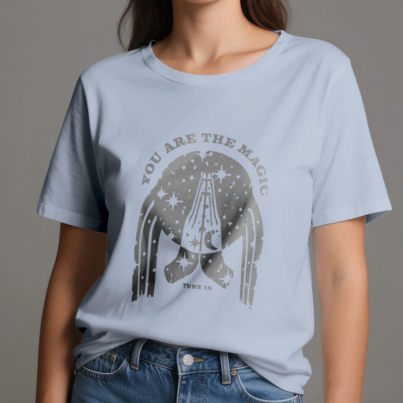 T-shirt de yoga boxy Olivenorma « Tune in You Are The Mageic »
