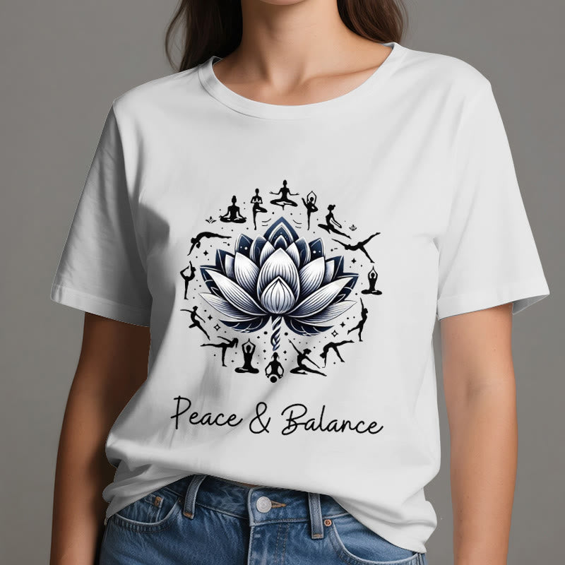 T-shirt en coton Olivenorma « PEACE & BALANCE » Lotus Yoga - image 2