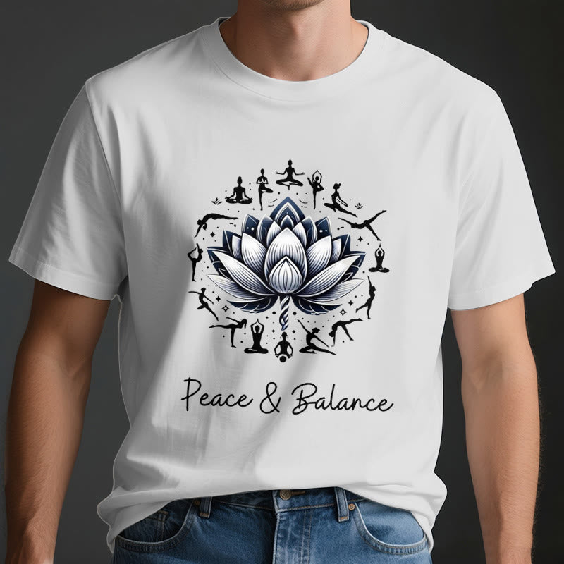 T-shirt en coton Olivenorma « PEACE & BALANCE » Lotus Yoga - image 4