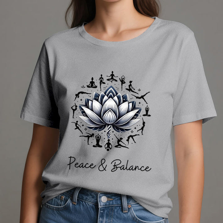 T-shirt en coton Olivenorma « PEACE & BALANCE » Lotus Yoga - image 9