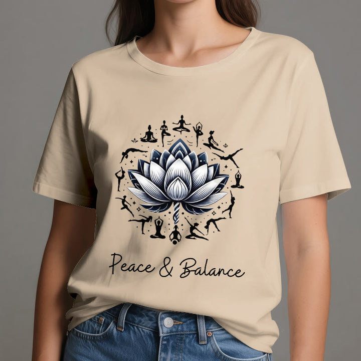 T-shirt en coton Olivenorma « PEACE & BALANCE » Lotus Yoga - image 11