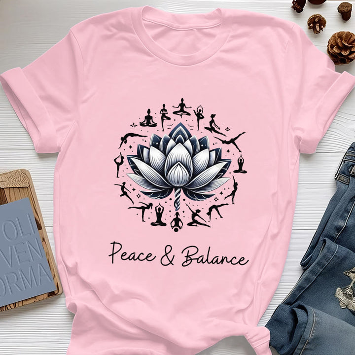 T-shirt en coton Olivenorma « PEACE & BALANCE » Lotus Yoga - Rose - 2XL - image 14