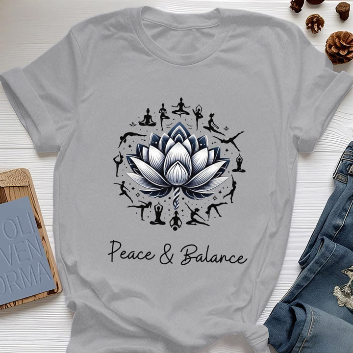 T-shirt en coton Olivenorma « PEACE & BALANCE » Lotus Yoga - Gris - 2XL - image 8