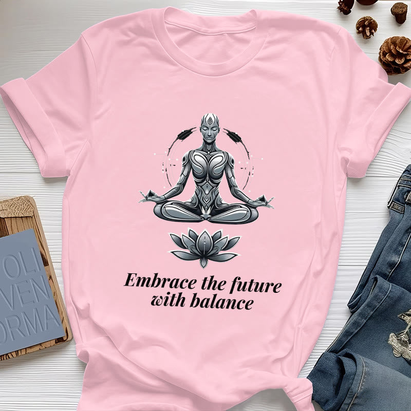 T-shirt Olivenorma « Acceptez l'avenir avec équilibre » Lotus Spiritual - Rose - 2XL - image 14