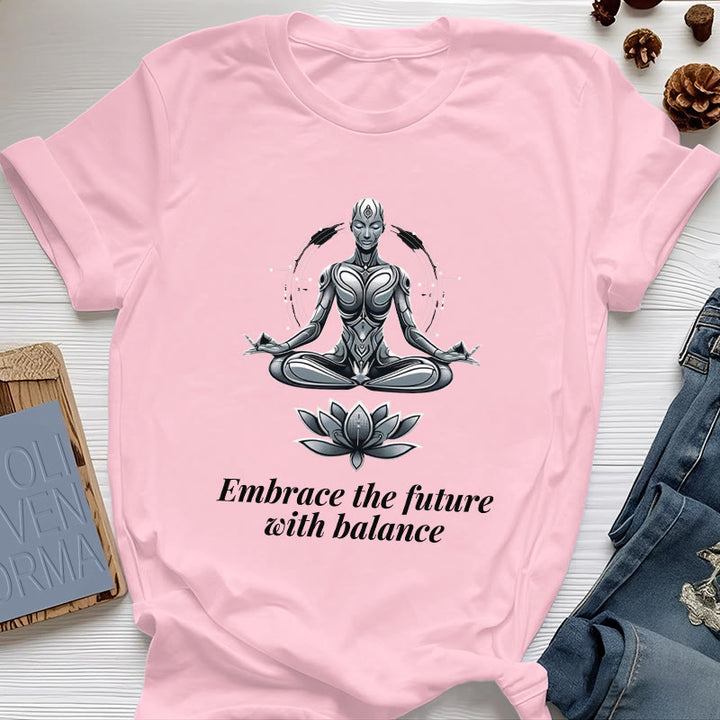 T-shirt Olivenorma « Acceptez l'avenir avec équilibre » Lotus Spiritual - Rose - 2XL - image 14