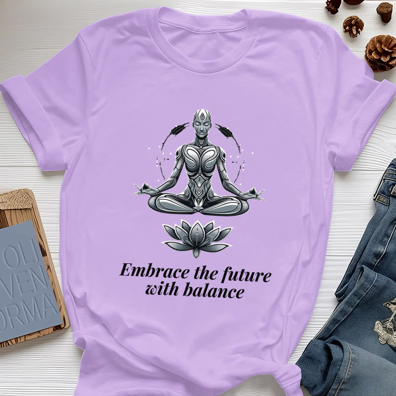T-shirt Olivenorma « Acceptez l'avenir avec équilibre » Lotus Spiritual - Violet - 2XL - image 16