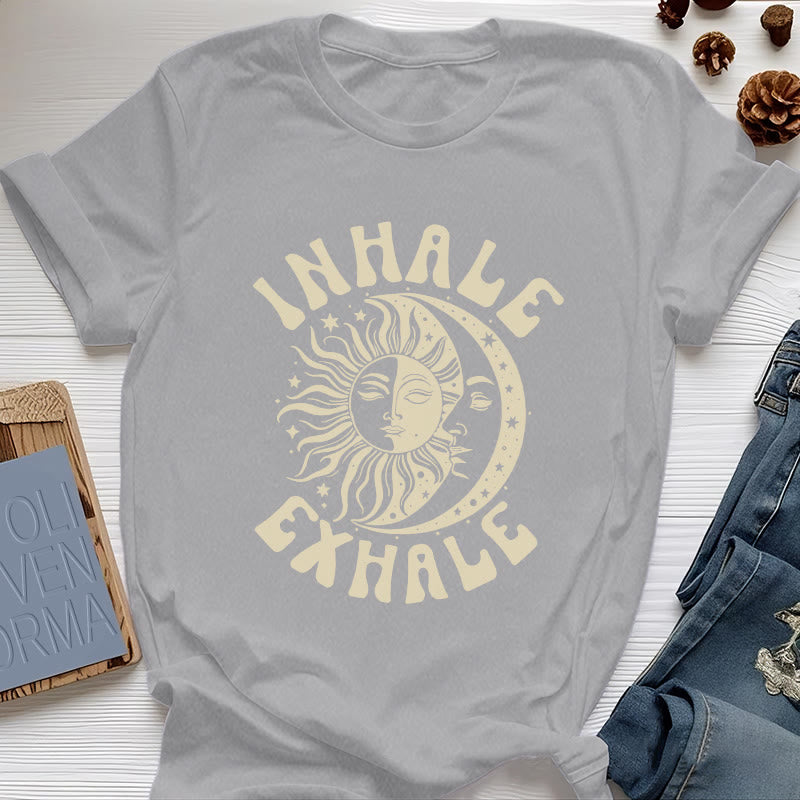 T-shirt Olivenorma « INHALE EXHALE » Soleil et Lune - Gris - 2XL - image 1