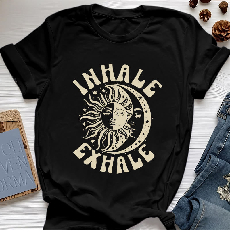 T-shirt Olivenorma « INHALE EXHALE » Soleil et Lune - Noir - 2XL - image 8