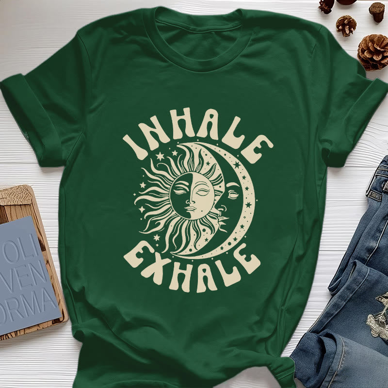 T-shirt Olivenorma « INHALE EXHALE » Soleil et Lune - Vert foncé - 2XL - image 20