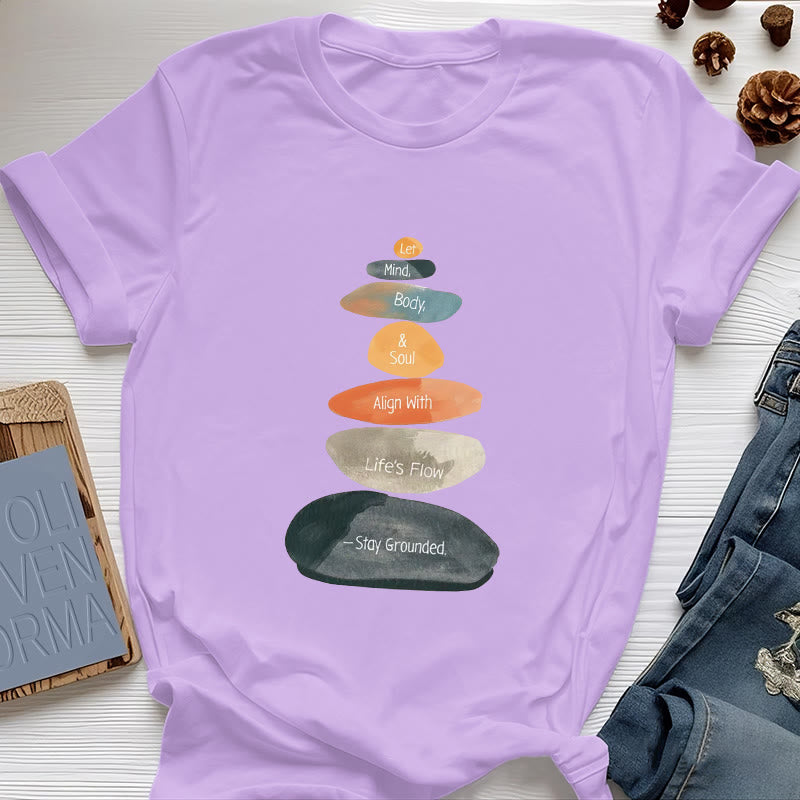 T-shirt spirituel léger en coton Olivenorma « Stay Grounded » - Violet - 2XL - image 16