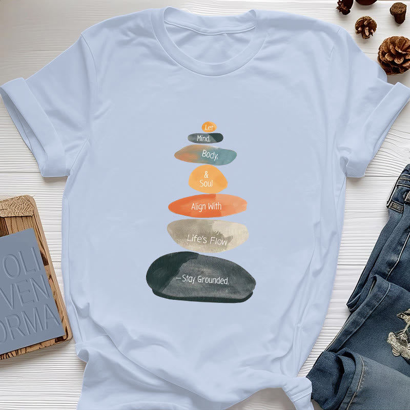 T-shirt spirituel léger en coton Olivenorma « Stay Grounded » - Bleu - 2XL - image 12