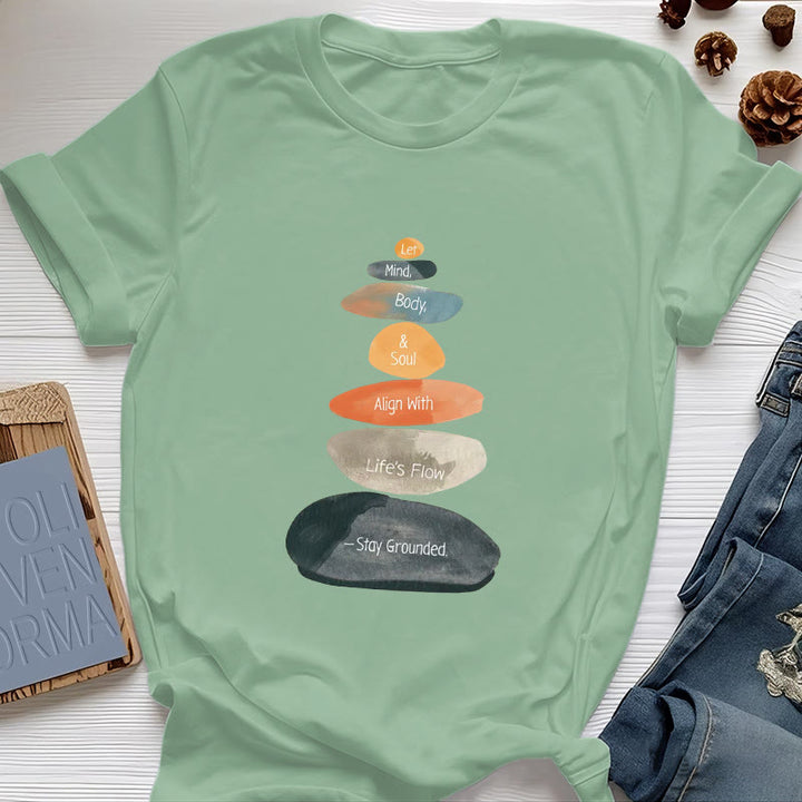 T-shirt spirituel léger en coton Olivenorma « Stay Grounded » - Vert clair - 2XL - image 18