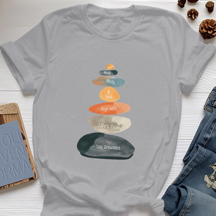 T-shirt spirituel léger en coton Olivenorma « Stay Grounded » - Gris - 2XL - image 8