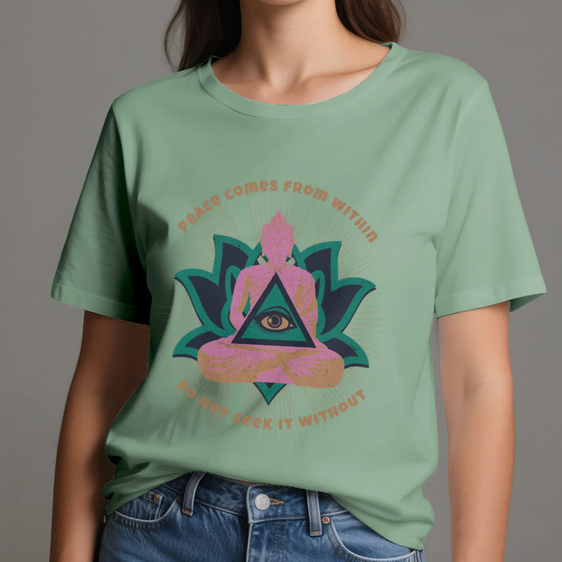 T-shirt Olivenorma « LA PAIX VIENT DE L'INTÉRIEUR » Bouddha Lotus Spirituel - image 19