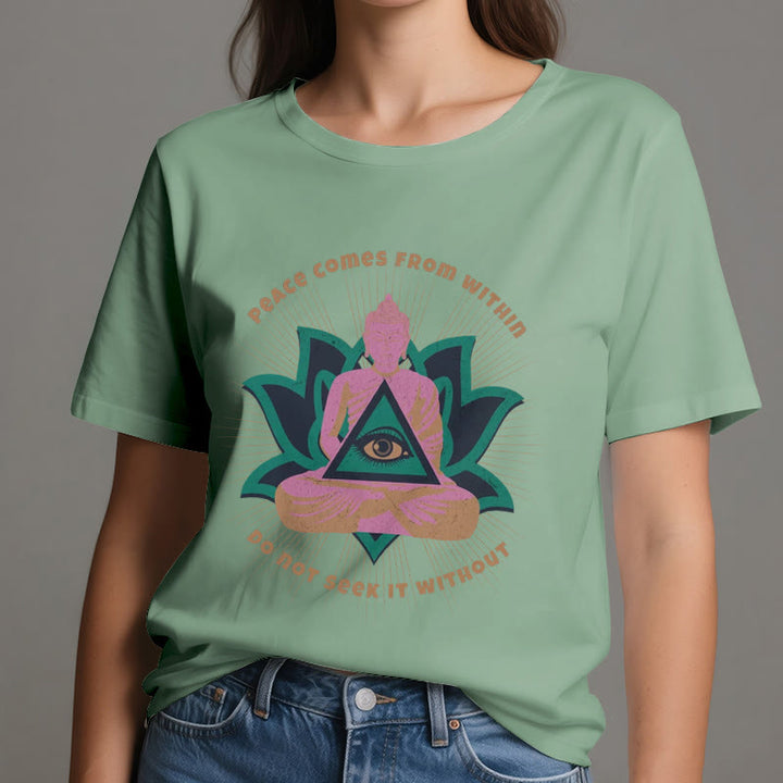 T-shirt Olivenorma « LA PAIX VIENT DE L'INTÉRIEUR » Bouddha Lotus Spirituel - image 19