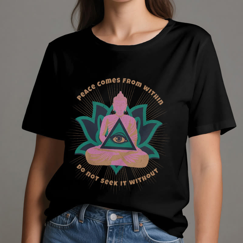 T-shirt Olivenorma « LA PAIX VIENT DE L'INTÉRIEUR » Bouddha Lotus Spirituel - image 9