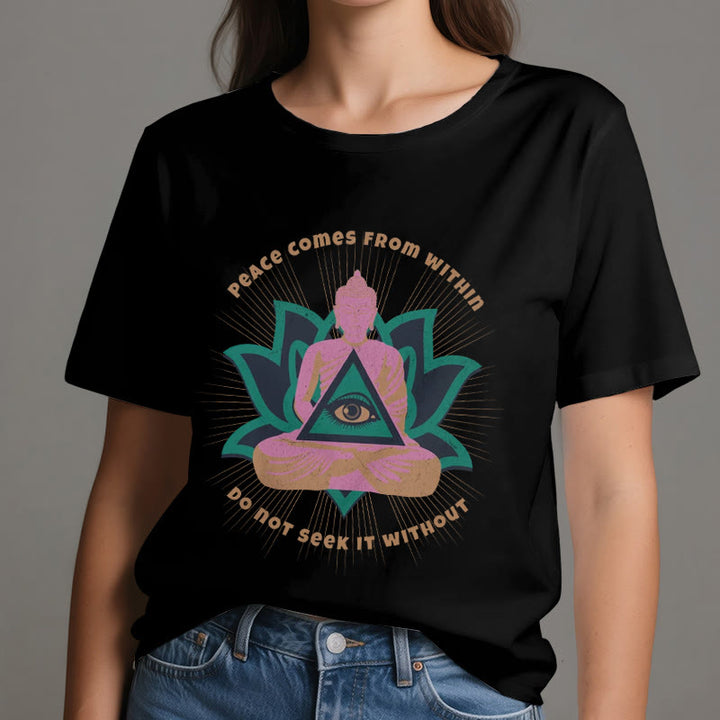 T-shirt Olivenorma « LA PAIX VIENT DE L'INTÉRIEUR » Bouddha Lotus Spirituel - image 9